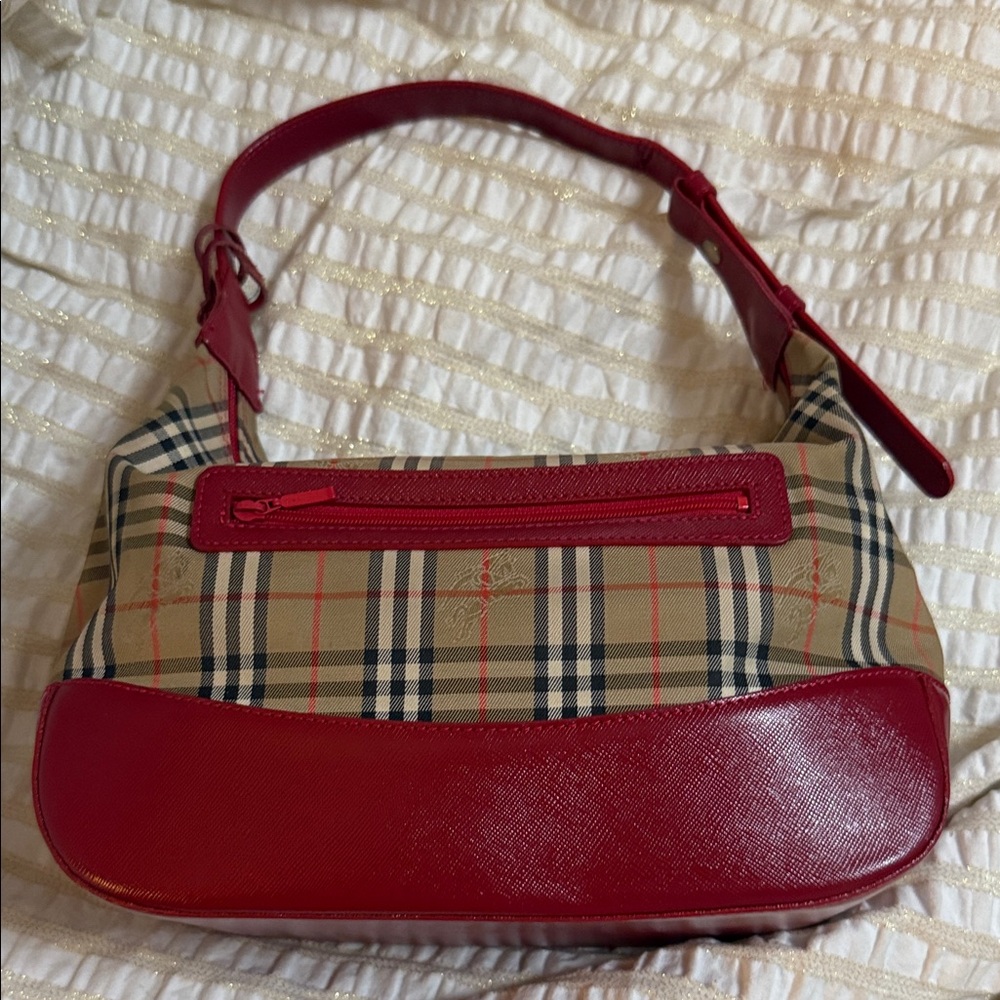 Burberry Red and Beige Plaid Shoulder Bag COA